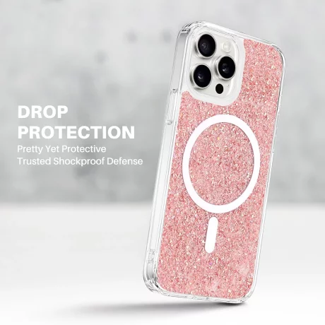 Husa pentru iPhone 15 Pro Max - Techsuit Sparkly Glitter MagSafe - White