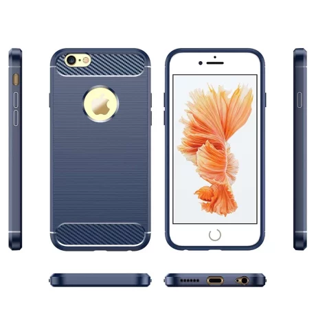 Husa pentru iPhone 6 Plus / iPhone 6s Plus - Techsuit Carbon Silicone - Blue