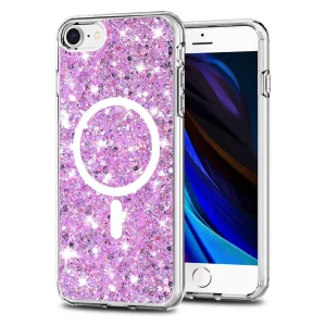 Husa pentru iPhone 7 / iPhone 8 / iPhone SE 2, SE 2020 / iPhone SE 3, SE 2022  - Techsuit Sparkly Glitter MagSafe - Magenta
