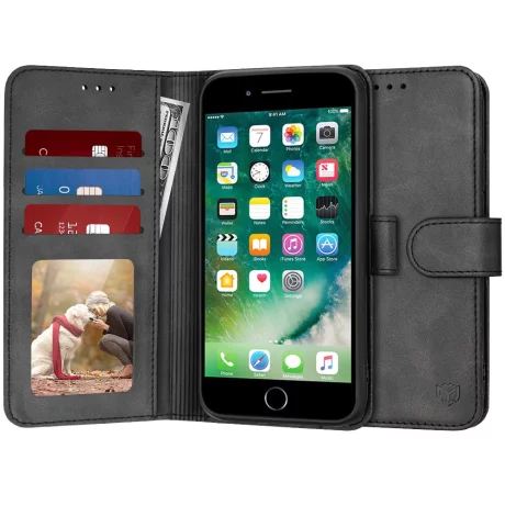Husa pentru iPhone 7 Plus / iPhone 8 Plus - Techsuit Diary Book - Black