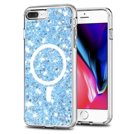 Husa pentru iPhone 7 Plus / iPhone 8 Plus - Techsuit Sparkly Glitter MagSafe - Blue