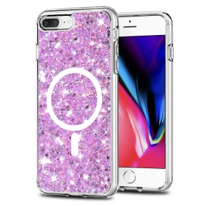 Husa pentru iPhone 7 Plus / iPhone 8 Plus - Techsuit Sparkly Glitter MagSafe - Magenta