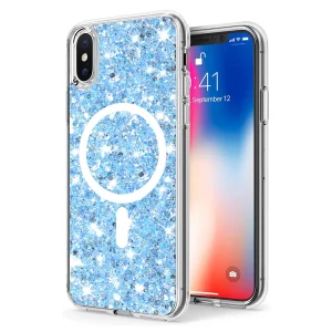 Husa pentru iPhone X / iPhone XS - Techsuit Sparkly Glitter MagSafe - Blue
