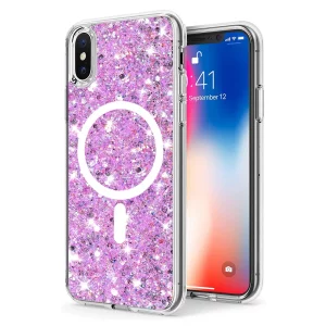 Husa pentru iPhone X / iPhone XS - Techsuit Sparkly Glitter MagSafe - Magenta