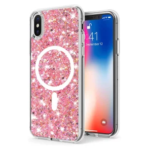 Husa pentru iPhone X / iPhone XS - Techsuit Sparkly Glitter MagSafe - Pink