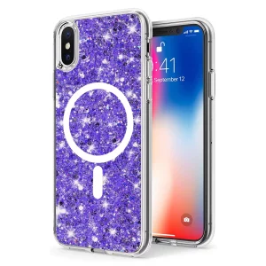 Husa pentru iPhone X / iPhone XS - Techsuit Sparkly Glitter MagSafe - Purple