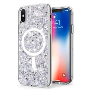 Husa pentru iPhone X / iPhone XS - Techsuit Sparkly Glitter MagSafe - White
