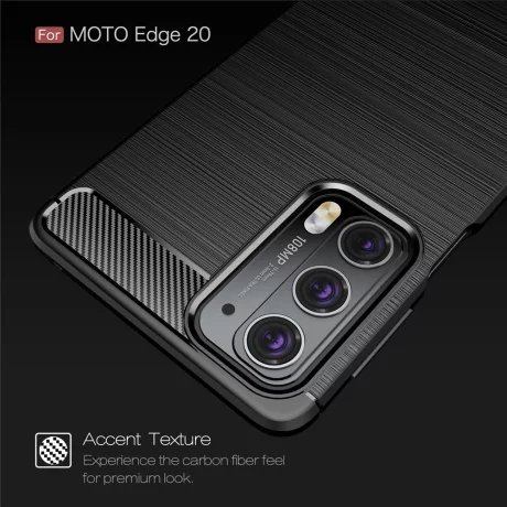 Husa pentru Motorola Edge 20 - Techsuit Carbon Silicone - Black