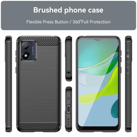 Husa pentru Motorola Moto E13 - Techsuit Carbon Silicone - Black
