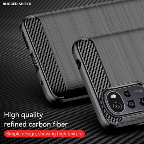 Husa pentru Motorola Moto G22 - Techsuit Carbon Silicone - Black