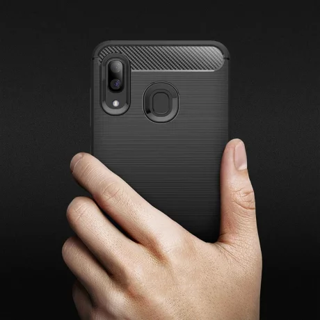 Husa pentru Samsung Galaxy A40 - Techsuit Carbon Silicone - Black