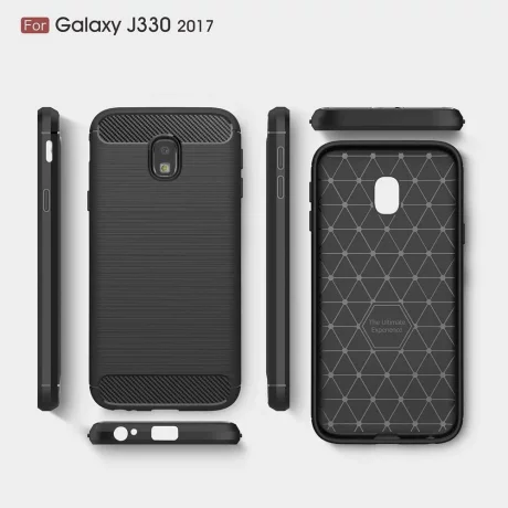 Husa pentru Samsung Galaxy J3 2017 J330, Galaxy J3 Pro 2017 - Techsuit Carbon Silicone - Black