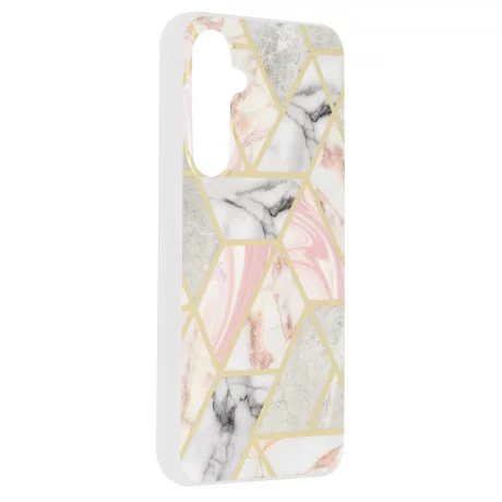 Husa pentru Samsung Galaxy S23 FE - Techsuit Marble Series - Pink Hex