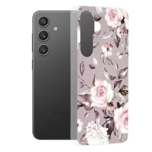 Husa pentru Samsung Galaxy S24 - Techsuit Marble Series - Bloom of Ruth Gray