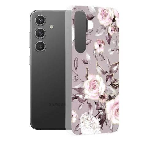 Husa pentru Samsung Galaxy S24 - Techsuit Marble Series - Bloom of Ruth Gray
