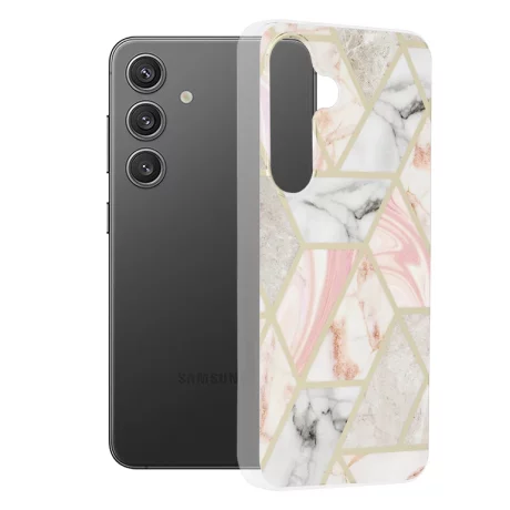 Husa pentru Samsung Galaxy S24 - Techsuit Marble Series - Pink Hex