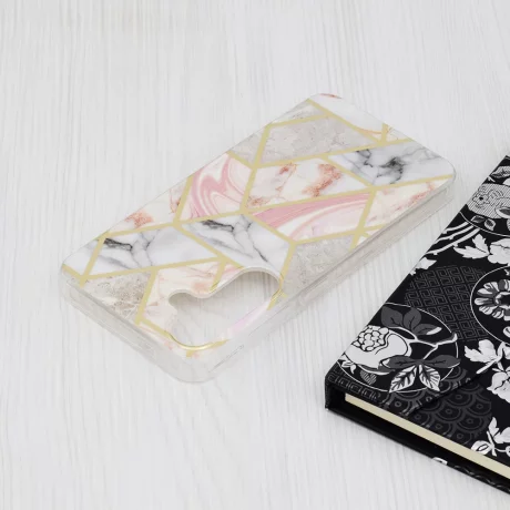 Husa pentru Samsung Galaxy S24 - Techsuit Marble Series - Pink Hex