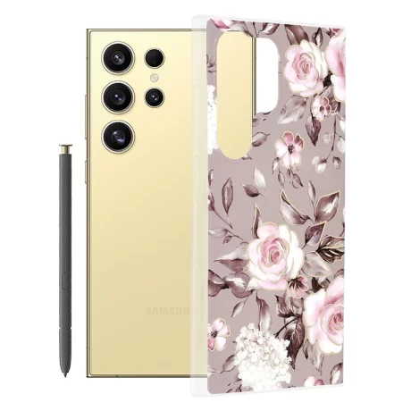 Husa pentru Samsung Galaxy S24 Ultra - Techsuit Marble Series - Bloom of Ruth Gray