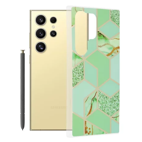 Husa pentru Samsung Galaxy S24 Ultra - Techsuit Marble Series - Green Hex