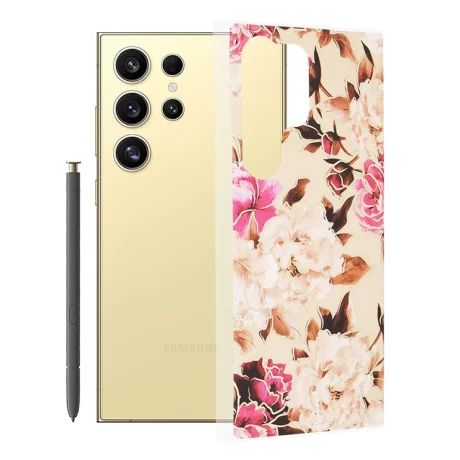 Husa pentru Samsung Galaxy S24 Ultra - Techsuit Marble Series - Mary Berry Nude