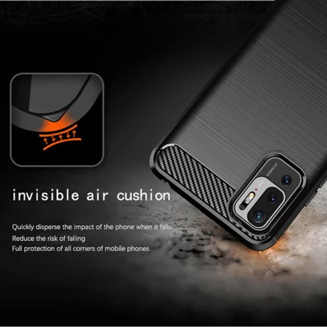 Husa pentru Xiaomi Redmi Note 10 5G / Poco M3 Pro 5G - Techsuit Carbon Silicone - Black
