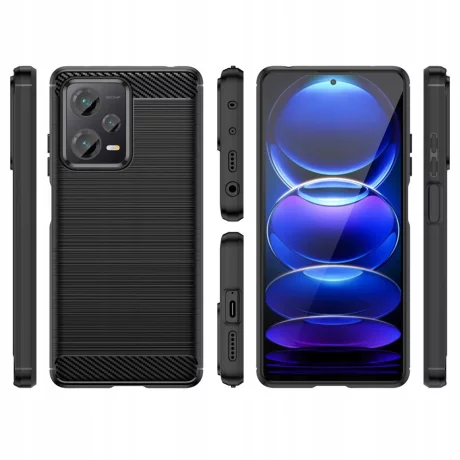 Husa pentru Xiaomi Redmi Note 12 5G / Poco X5 - Techsuit Carbon Silicone - Black