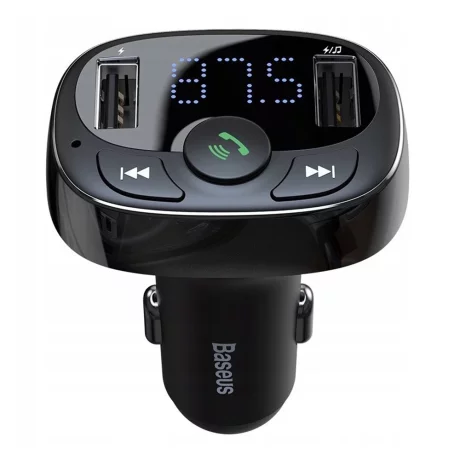 Incarcator Auto cu Modulator FM 2xUSB, 3.4A - Baseus T Typed S-09A (CCMT000001) - Black