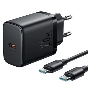 Incarcator Type-C, 25W + Cablu Type-C la Type-C, 1m - JoyRoom (JR-TCF11) - Black