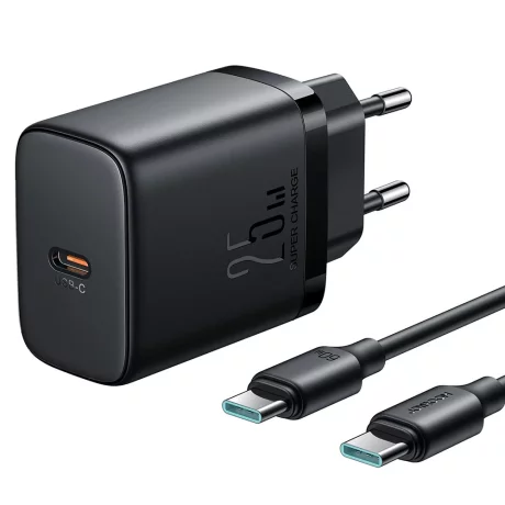 Incarcator Type-C, 25W + Cablu Type-C la Type-C, 1m - JoyRoom (JR-TCF11) - Black