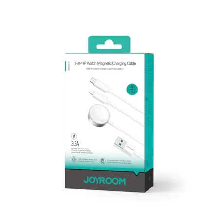 Incarcator Wireless pentru Apple Watch, USB, Type-C, Lightning, 3.5W, 1.2m - JoyRoom (S-IW008) - White