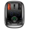 Modulator FM cu Incarcator pentru Masina 2x USB, Type-C, Bluetooth MP3 Player - Baseus S-13 (CCMT000101) - Black