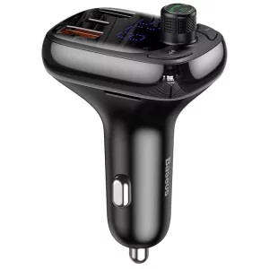 Modulator FM cu Incarcator pentru Masina 2x USB, Type-C, Bluetooth MP3 Player - Baseus S-13 (CCMT000101) - Black