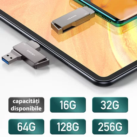 Stick de Memorie USB 32GB - Usams Rotable (US-ZB195) - Iron Gray