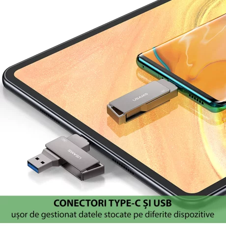 Stick de Memorie USB, Type-C 16GB - Usams (US-ZB198) - Iron Gray