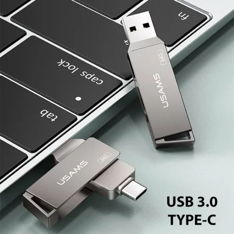 Stick de Memorie USB, Type-C 64GB - Usams (US-ZB200) - Iron Gray