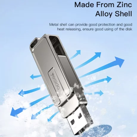Stick Memorie OTG, USB, Type-C, 128GB - Yesido (FL17) - Silver