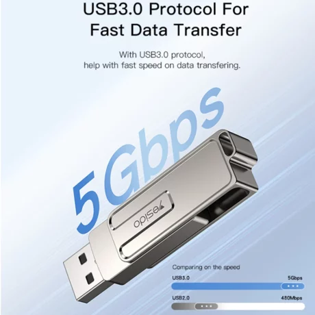 Stick Memorie OTG, USB, Type-C, 128GB - Yesido (FL17) - Silver