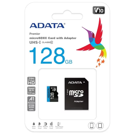 Card de Memorie MicroSDHXC 128GB - Adata (AUSDX128GUICL10A1-RA1) - Black