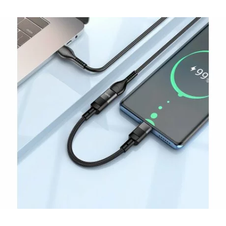 Adaptor Date si Incarcare Lightning - USB-C HOCO U107 0.1m Negru