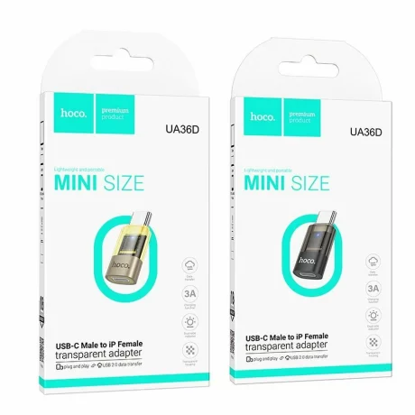 Adaptor OTG Lighting la Type C 3A Hoco UA36D Gold