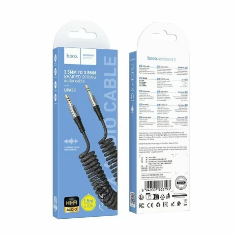 Cablu audio Hoco UPA33 AUX Jack 3.5 mm la  Jack 3.5 mm, 1.5 m, negru