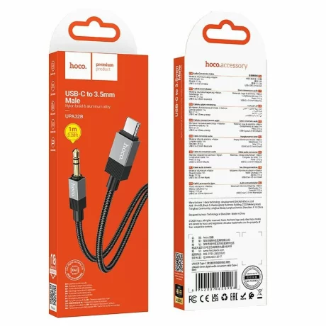 Cablu Hoco UPA32B AUX Jack 3,5 mm (masculin) USB C (masculin) 1 m negru