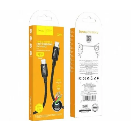 Cablu Date si Incarcare Type C la Type C HOCO X89 60W 1m negru