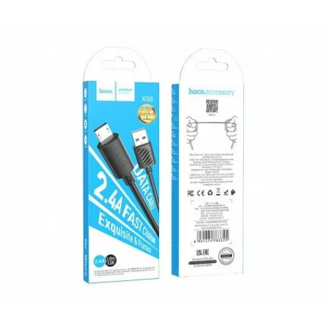 Cablu Date si Incarcare USB la microUSB HOCO X88 18W 1m Negru
