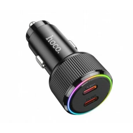 Incarcator Auto Fast Charge HOCO NZ14B 50W 3A 2 x USB-C negru