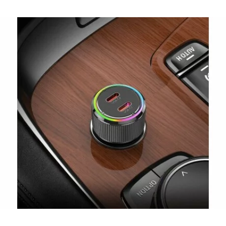 Incarcator Auto Fast Charge HOCO NZ14B 50W 3A 2 x USB-C negru