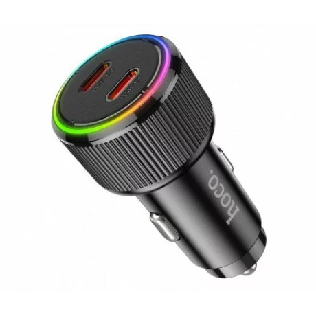 Incarcator Auto Fast Charge HOCO NZ14B 50W 3A 2 x USB-C negru