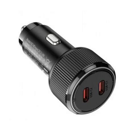 Incarcator Auto Fast Charge HOCO NZ14B 50W 3A 2 x USB-C negru