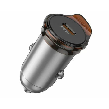 Incarcator Auto Fast Charge Hoco NZ16 Type C 30W Metal Grey