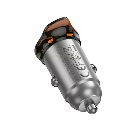 Incarcator Auto Fast Charge Hoco NZ16 Type C 30W Metal Grey